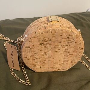 Savannah Cork Round Crossbody Bag - Natural